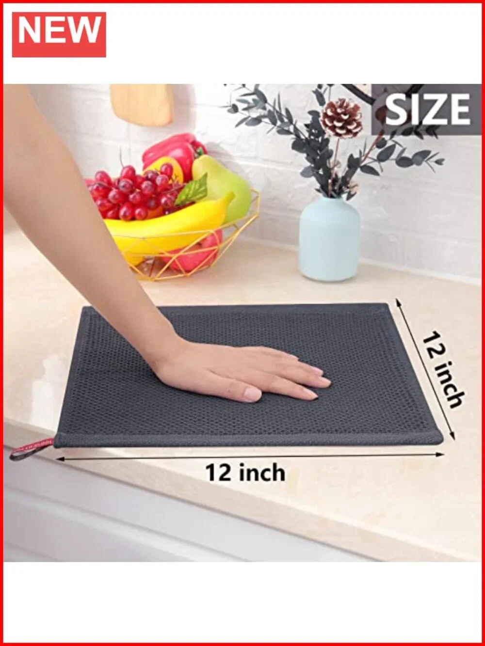 Cotton Waffle Weave Kitchen Dish Cloths 6-Pack Absorbent 12x12
